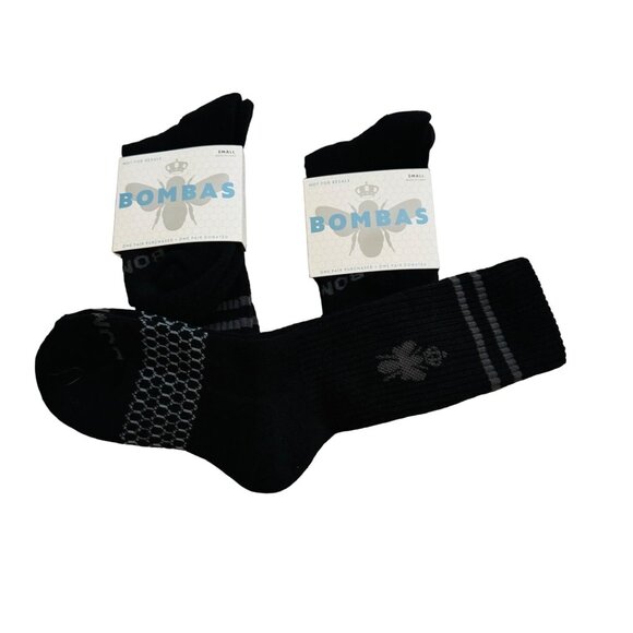 Bombas calf socks size small black honeycomb arch support stay up 3 pack new - Picture 1 of 8